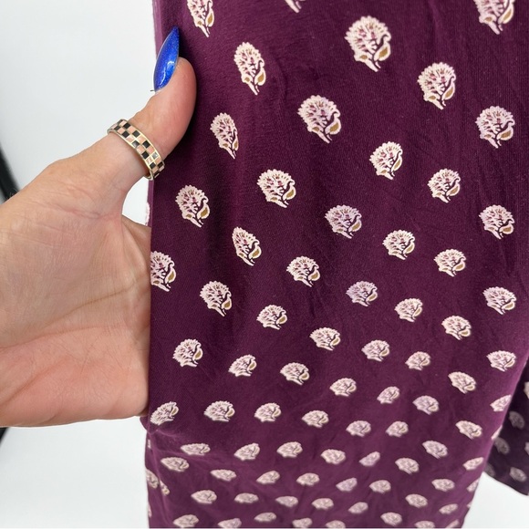 Garnet Hill Green Cotton Button Front Burgundy Knit Tank Dress Jersey Knit Comfy - Picture 6 of 10